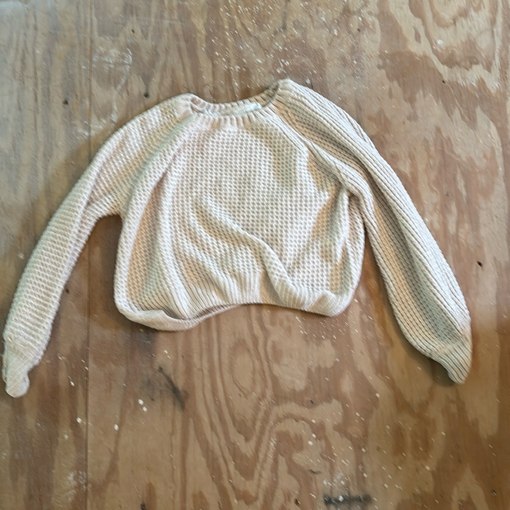 Off white, velvet like material sweater